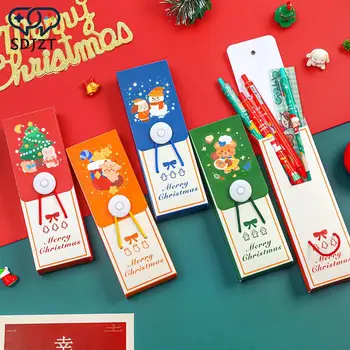 חמוד חג המולד נייר מצויר דוב ציוד לבית הספר ממתקים התיק ילדים מתנה קלמר מתנה קופסת אחסון תיבת הקלמר