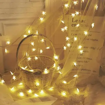 10ft LED כוכב מחרוזת אורות חג המולד זר סוללה USB מופעל מסיבת חתונה וילון מחרוזת אגדות מנורות הביתה השינה
