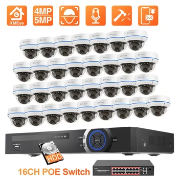Techage 32CH 4MP 5MP POE מצלמת אבטחה מערכת Vandalproof מצלמת IP אודיו שיא זיהוי פנים טלוויזיה במעגל סגור מעקב וידאו סט