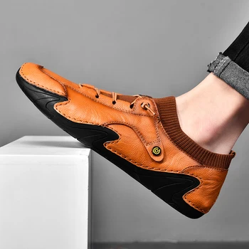 2023 בתוספת גודל גברים נעלי עור נעליים מזדמנים אופנה רטרו נוח של גברים לנשימה נעלי ספורט נעלי נהיגה